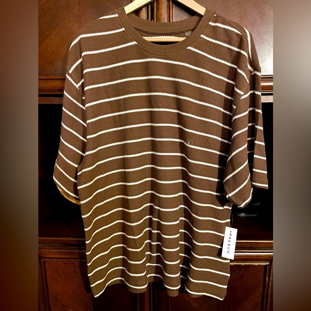 NWT - PACSUN (Large) brown/beige striped shirt!!!